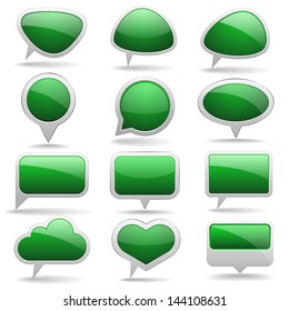 Collection of dark-green speech bubbles