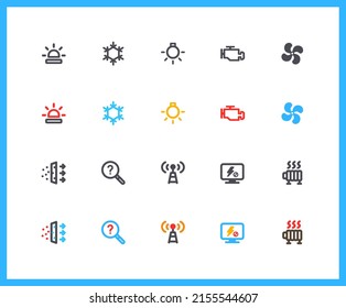 Collection of dashboard linear icons. Set of State, armored car symbols drawn with thin contour lines. Vector illustration.