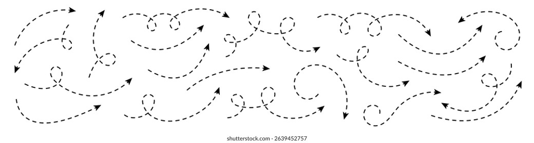 Collection of dashed curved arrows.