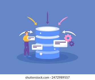 collection data concept. the process of collecting, measuring, and analyzing various types of information. enter data into a data base or storage. illustration concept design. graphic elements