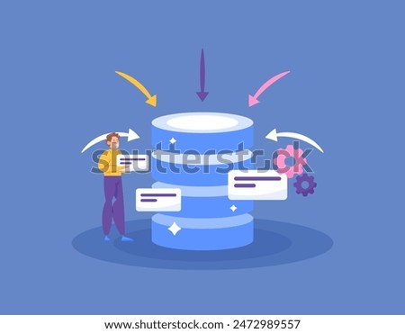 collection data concept. the process of collecting, measuring, and analyzing various types of information. enter data into a data base or storage. illustration concept design. graphic elements