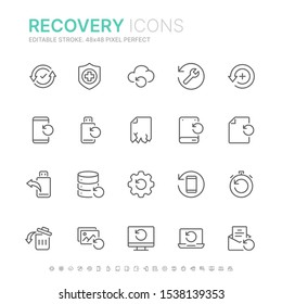 Collection of data recovery related line icons. 48x48 Pixel Perfect. Editable stroke