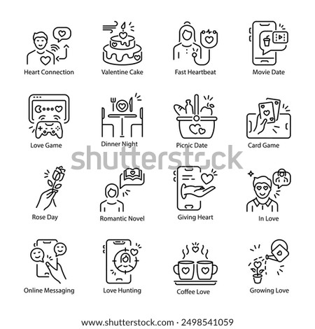 Collection of Dating App Linear Icons 


