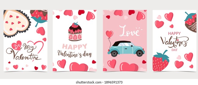 Collection of valentine’s day background set with chocolate,cake.Editable vector illustration for website, invitation,postcard and sticker.Wording include be my valentine