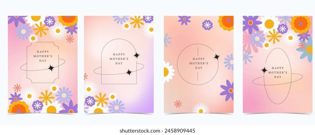 Collection of mother’s day background set with flower.Editable vector illustration for vertical design
