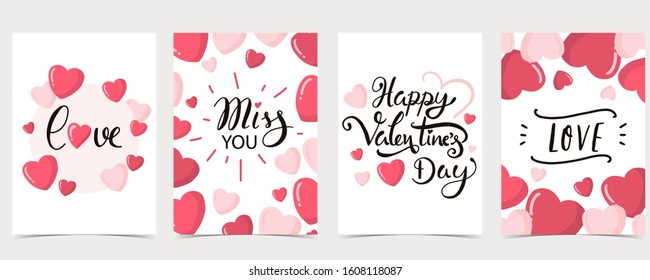 Collection of valentine’s day background set with heart,balloon.Editable vector illustration for website, invitation,postcard and sticker.Wording include happy valentine's day