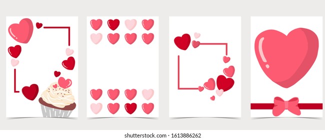 Collection of valentine’s day background set with heart,balloon.Editable vector illustration for website, invitation,postcard and sticker