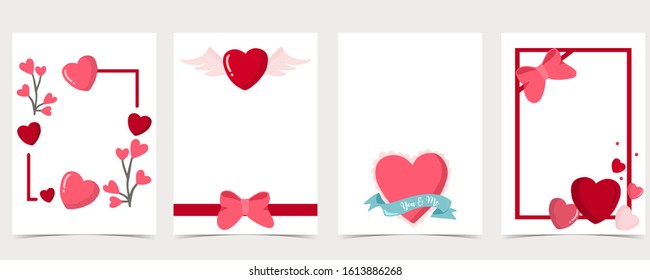 Collection of valentine’s day background set with heart,balloon.Editable vector illustration for website, invitation,postcard and sticker