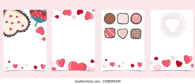 Collection of valentine’s day background set with heart.Editable vector illustration for website, invitation,postcard and sticker