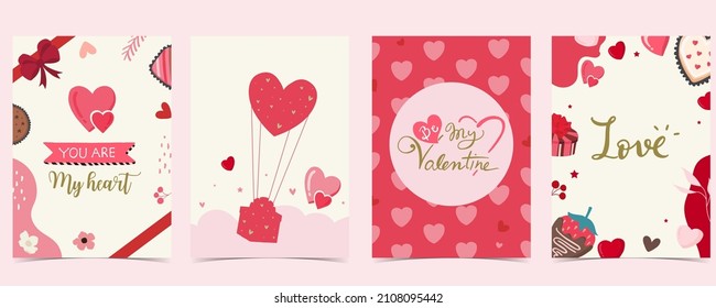 Collection of valentine’s day background set with heart.Editable vector illustration for website, invitation,postcard and sticker