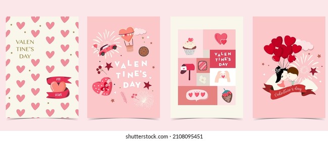 Collection of valentine’s day background set with heart.Editable vector illustration for website, invitation,postcard and sticker