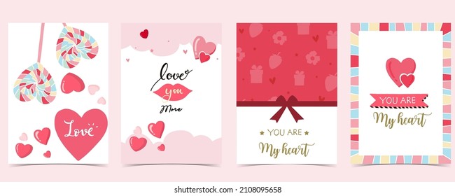 Collection of valentine’s day background set with heart.Editable vector illustration for website, invitation,postcard and sticker