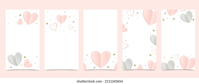 Collection of valentine’s day background set with heart.Editable vector illustration for website, invitation,postcard and sticker