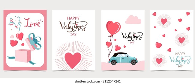 Collection of valentine’s day background set with heart.Editable vector illustration for website, invitation,postcard and sticker