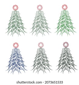 Colección de árboles de Navidad decorados