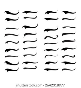 Collection of Decorative Abstract Flame Silhouettes and Swirl Elements
