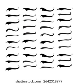 Collection of Decorative Abstract Flame Silhouettes and Swirl Elements