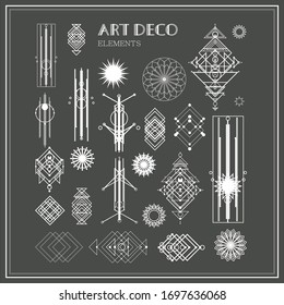 A collection of decorative art-deco illustrations. 1920s style with modern elements. Abstract compositions, headers and dividers in the style of newspapers and paintings. EPS 10