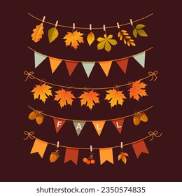 Collection of decorative autumn garlands