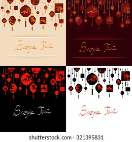 Collection of Decorative Backgrounds with chines Lamps.
