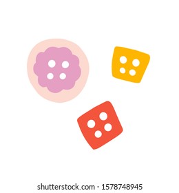 Collection of decorative button icons clip art. Simple hand drawn modern doodle drawing, isolated vector illustration in trendy sketch style. Atelier or handicraft sewing hobby symbol craft accessorie