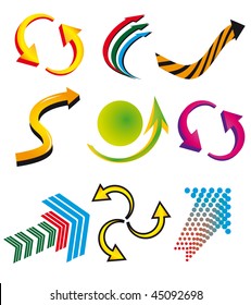 Collection of decorative colored arrows. Vector illustration