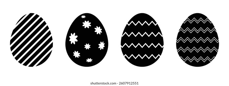 Collection of decorative Easter egg icons, perfect for Easter Day celebrations and festive graphic design. Vector illustration.