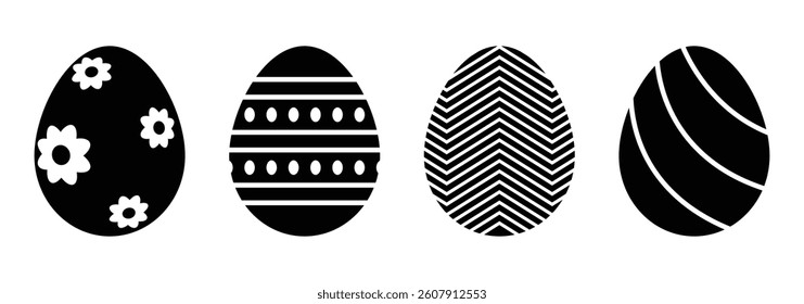 Collection of decorative Easter egg icons, perfect for Easter Day celebrations and festive graphic design. Vector illustration.