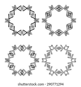 Collection of decorative elements for design in ethnic style. Hand drawn vector