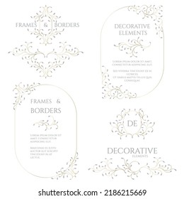 Collection of decorative elements of floral ornaments.Classic frames and borders.