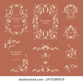 Collection of decorative elements. Vector frames, corners and borders.