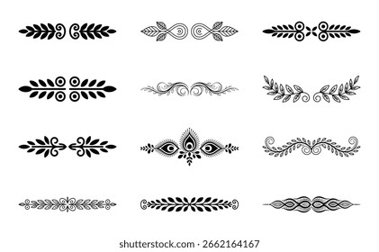 Collection of decorative flourishes and borders isolated on white background