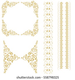 Collection of decorative flowers elements. in the French Renaissance style. 