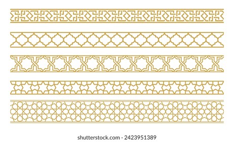 Collection of decorative frames and seamless borders. Islamic oriental style