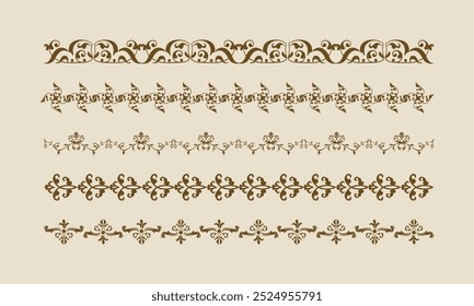 Collection of decorative frames and seamless borders. set of vintage design elements. Design elements. Vector graphics.