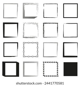 Collection of decorative frames. Variety of border designs. Assorted simple edges. Geometric line art. Vector illustration. EPS 10.