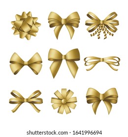 Different Golden Bow Isolated On White Stock Vector (Royalty Free ...