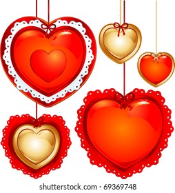 Collection of decorative hearts, vector