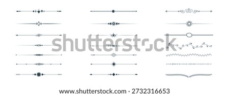 A collection of decorative line dividers featuring various shapes and designs, suitable for graphic design and layout purposes. Wedding decorative elements. Divider ornament, borders, vintage line separators. Stock photo © 