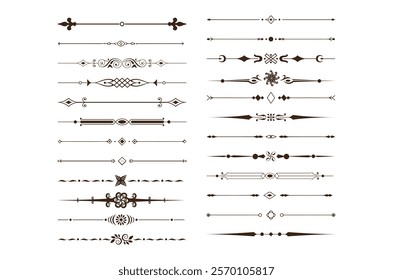 Collection of decorative line elements, border and page rules ve