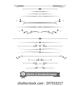 Collection of decorative line elements, border and page rules vector illustration eps10