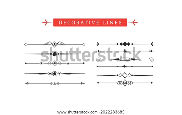 Collection of decorative line elements, border and\
page rules, Vintage\
Lines