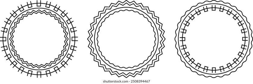 Conjunto de marcos de estilo Boho. Vector boho mandala diseño. Círculo estilo boho. Abstractas diseño aislado del círculo del borde. Mandala boho. Vector de diseño de estilo de borde