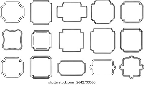 Collection of decorative outline frames and borders in different shapes and styles for design projects
