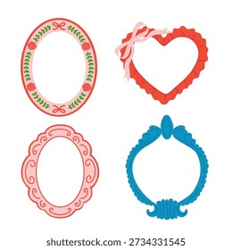 Collection of Decorative Oval and Heart Frames