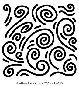 Collection of decorative scribbles and spirals, perfect swirls for graphic design.