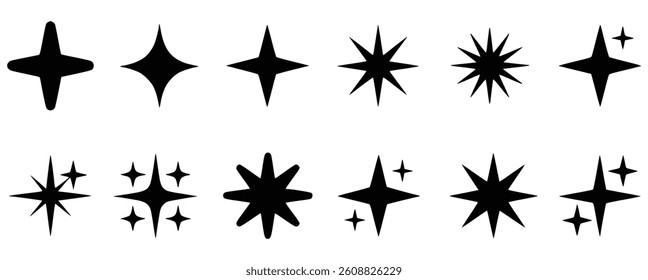 Collection Of Decorative Sparkle And Starburst Elements Isolated On White Background