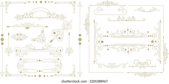 collection of decorative swirls, dividers. Vector calligraphic objects for wedding invitations, greeting cards, and certificate designs. set of classic lines and borders. A set of vector illustrations