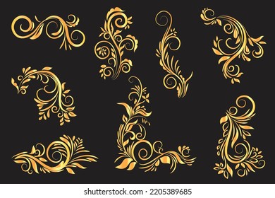 collection of decorative swirls, dividers. Vector calligraphic objects for wedding invitations, greeting cards, and certificate designs. set of classic lines and borders. A set of vector illustrations