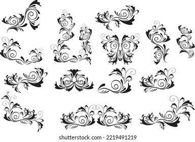 collection of decorative swirls, dividers. Vector calligraphic objects for wedding invitations, greeting cards, and certificate designs. set of classic lines and borders. A set of vector illustrations